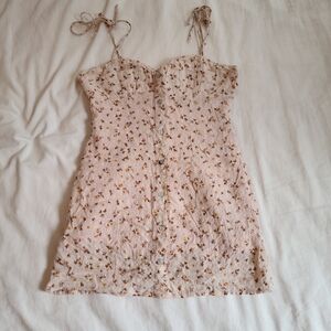 Princess Polly Cream Floral Tie-Shoulder Mini Dress